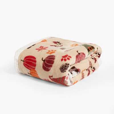 OHS Paw Print Sherpa Fleece Dog Blanket Washable Fluffy Reverse Cats Throw