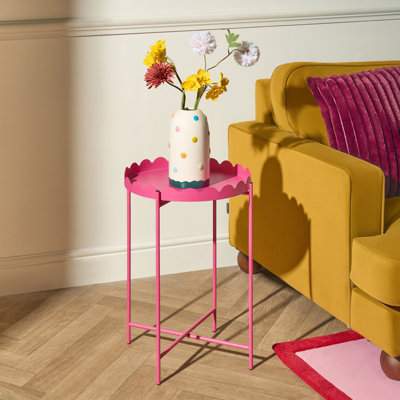 Ohs Scallop Edge Coffee Table Decorative Side Table With Metal FrameBright Pink from B&Q