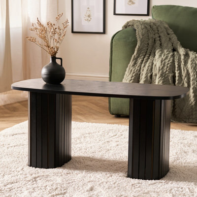 Ohs Madison Ribbed Long Coffee Table Living Room Office End Side TableBlack from B&Q