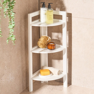 Ohs 3 Tier Wood Corner Shelving Unit Storage Home Organiser Display from B&Q