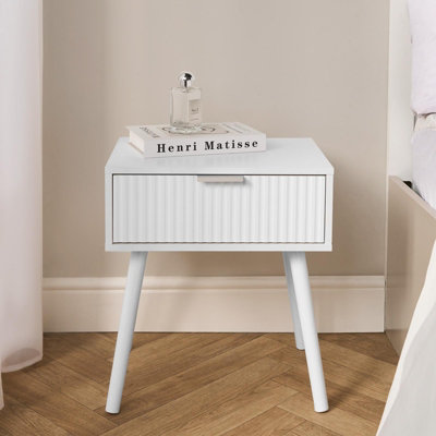 Ohs Venice Bedside Table 1 Drawer Cabinet Nightstand Storage UnitWhite from B&Q