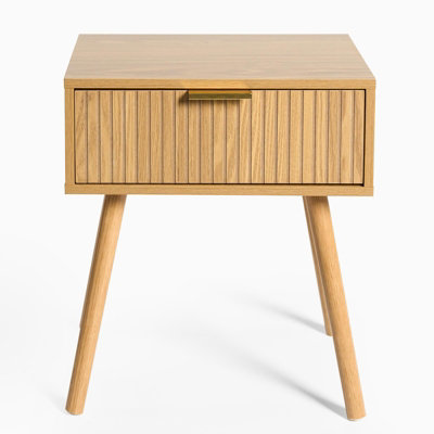 Ohs Venice Bedside Table 1 Drawer Cabinet Nightstand Storage UnitNatural Wood from B&Q