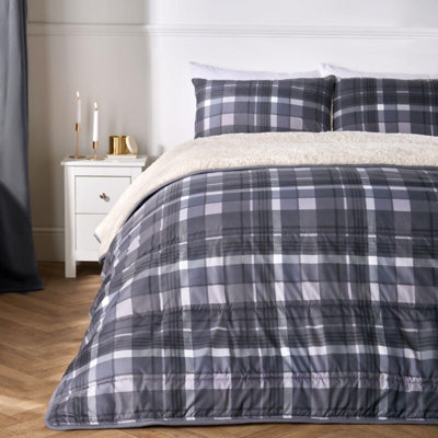 OHS Sherpa Reversible 10.5 Tog Tartan Check Washable Coverless Duvet With Pillowcases from B&Q