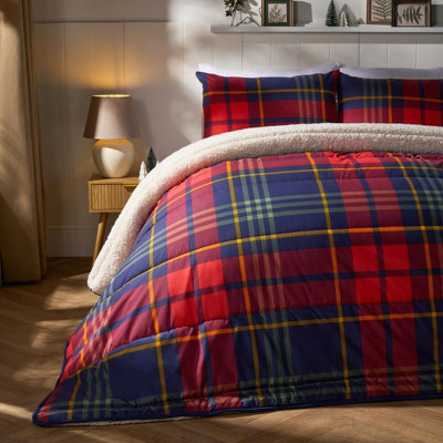 OHS Sherpa Reversible 10.5 Tog Tartan Check Washable Coverless Duvet With Pillowcases from B&Q