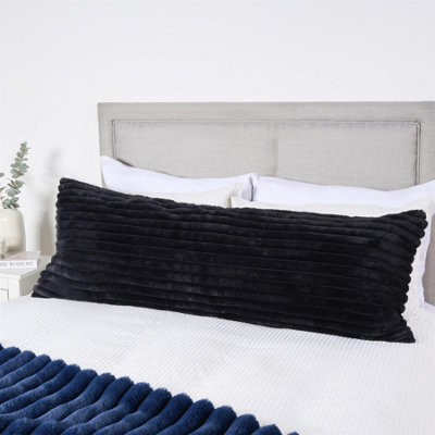 OHS Ribbed Faux Fur Bolster Pillow Soft Maternity Support CushionBlack from B&Q
