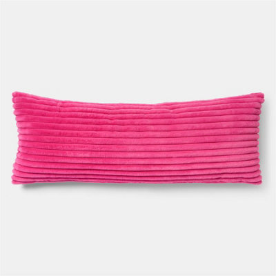 OHS Ribbed Faux Fur Bolster Pillow Soft Maternity Support CushionHot Pink from B&Q
