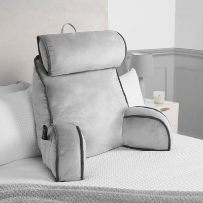 OHS Reading Pillow With Head Rest Super Soft High Back Support Bed SofaGrey from B&Q