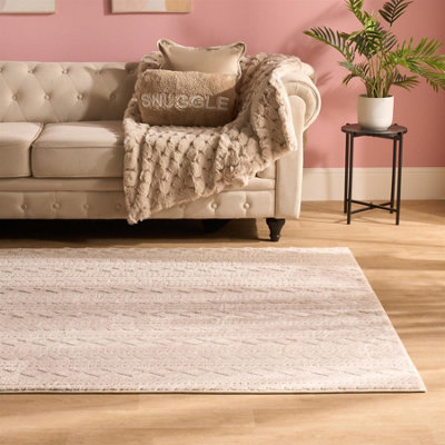 OHS Cable Knit Rug Non Slip Jacquard Floor Carpet Hallway Runner from B&Q
