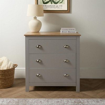 B&Q -  Chicago 3 Drawer Bedside Table Hallway Cabinet NightstandGrey