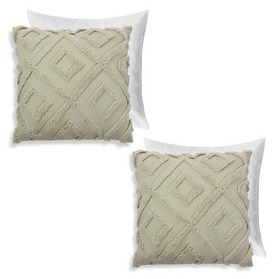 OHS 2 Pack Tufted Arch Filled Cushion CoverSage45 X 45Cm from B&Q