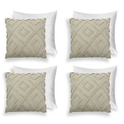 OHS 4 Pack Tufted Arch Filled Cushion CoverSage45 X 45Cm from B&Q