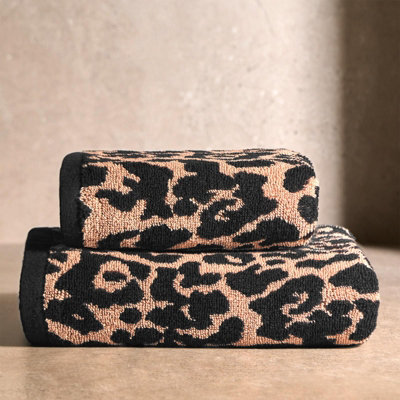 OHS Leopard Hand Towel Absorbent 100% Cotton Luxury Hotel QualityNatural2Pc from B&Q