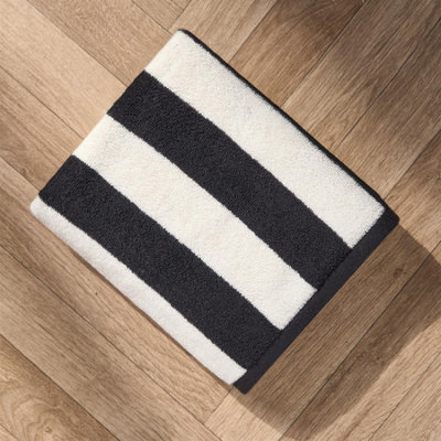 OHS Stripe 100% Cotton Bath Towel Hotel Luxury Shower Soft AbsorbentWhite4Pc from B&Q