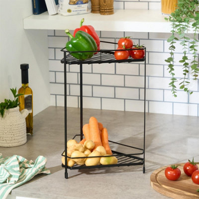 Ohs 2-Tier Kitchen Corner Shelf Rack Freestanding Wire Storage Unit from B&Q