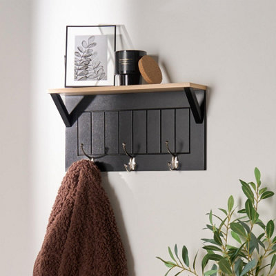 Ohs Wall Shelf Coat Rack Wood Effect Floating Display Unit from B&Q