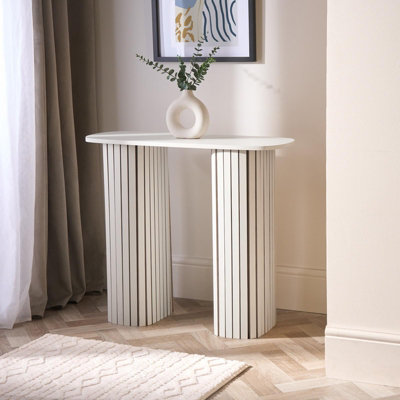 Ohs Madison Console Table Ribbed Engineered Wood Entryway Display DeskCream from B&Q