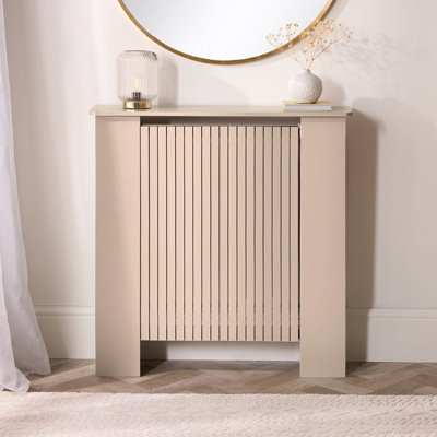 Ohs Ribbed Small Radiator Cover Slatted Engineered WoodNatural from B&Q