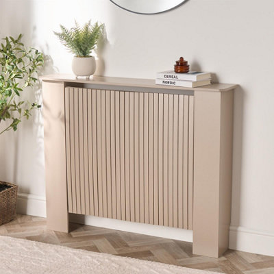 Ohs Ribbed Medium Radiator Cover Slatted Engineered WoodNatural from B&Q