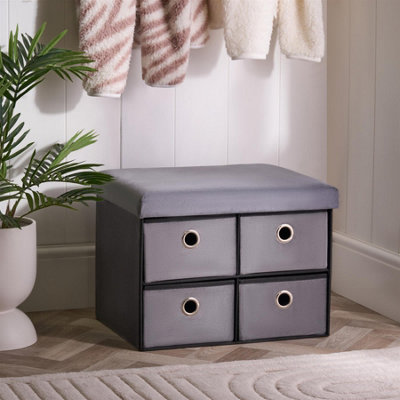 Ohs 4 Drawer Matte Velvet Ottoman Storage Cube Chest Shoe Organiser from B&Q