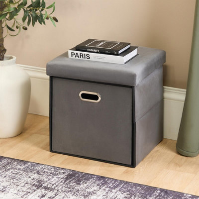 Ohs Matte Velvet Ottoman Storage Drawer Cube Unit Shoe Organiser from B&Q