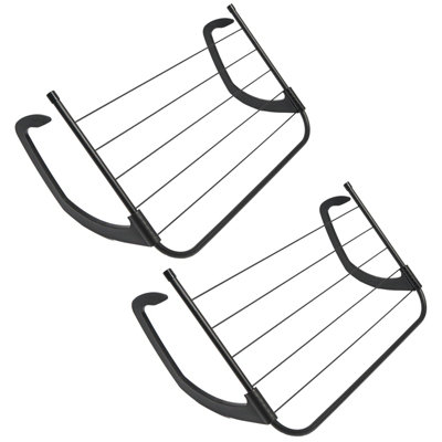 OHS Over Radiator 2 X Clothes Airer Foldable Clothes Towel Rail Dryer HangerBlack from B&Q