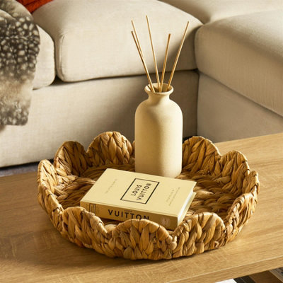 Ohs Scallop Seagrass Tray Woven Water Hyacinth Decorative Organiser from B&Q