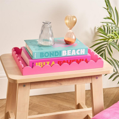 Ohs Scallop Edge Storage Tray Engineered Wood Decorative OrganiserPink from B&Q