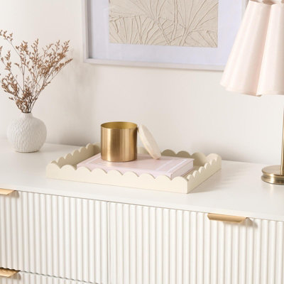 Ohs Scallop Edge Storage Tray Engineered Wood Decorative OrganiserCream from B&Q