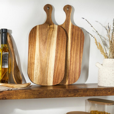 Ohs Set Of 2 Acacia Wood Serving Chopping Board Cheese Cutting Board