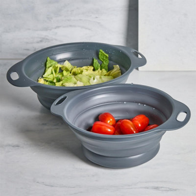Ohs Set Of 2 Collapsible Silicone Colander Strainer Folding Basket from B&Q