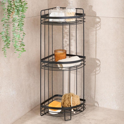 Ohs 3 Tier Shower Caddy Freestanding Bathroom Corner Shelf OrganiserBlack from B&Q