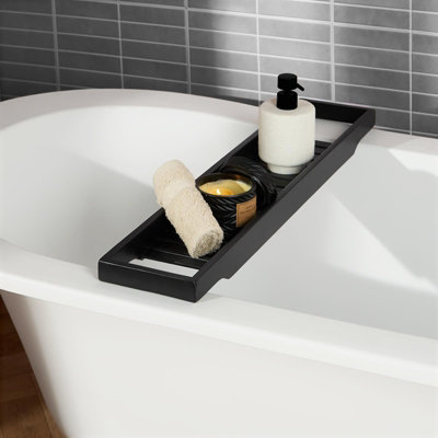 Ohs Bamboo Bath Tray Storage Bathtub Rack Caddy from B&Q