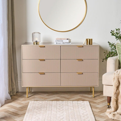 Ohs Ribbed 6 Drawer Cabinet Chest Of Drawers SideboardNatural from B&Q