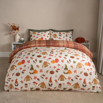 Ohs Autumn Gonk Reversible Check Duvet Cover Set With PillowcaseSingle from B&Q