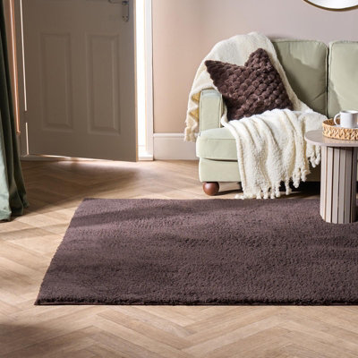 Ohs Fluffy Teddy Rug Soft Floor Carpet Non Slip Area MatBrown160 X 230Cm from B&Q