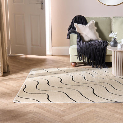 Ohs Tufted Contour Rug Soft Floor Carpet Non Slip Area MatMonochrome120 X 170Cm from B&Q