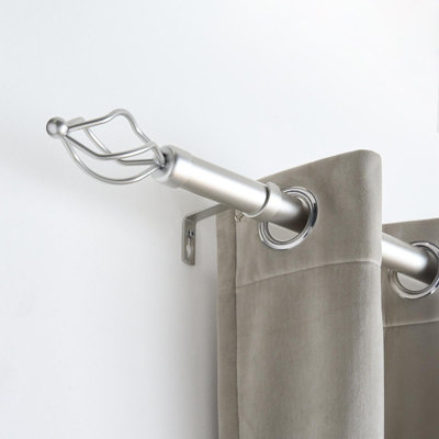 Ohs Curtain Pole Extendable 28mm Metal Finnials Twist End Rod 120-200CmSilver from B&Q