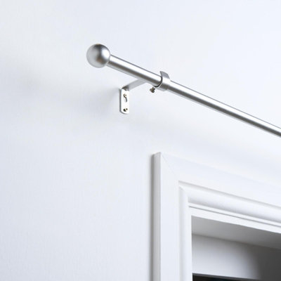 Ohs Curtain Pole Extendable 16mm Metal Finnials Twist End Rod 70-120CmSilver from B&Q