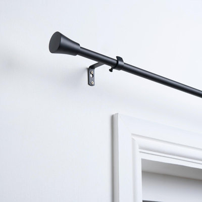 Ohs Curtain Pole Extendable 16mm Metal Finnials Twist End Rod 70-120CmBlack from B&Q