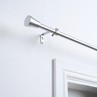 Ohs Curtain Pole Extendable 16mm Metal Finnials Twist End Rod 70-120CmSilver from B&Q