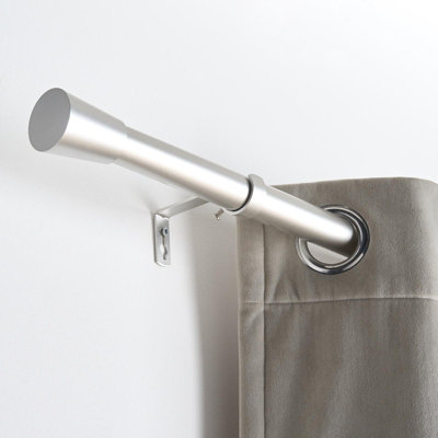 Ohs Curtain Pole Extendable 28mm Metal Finnials Twist End Rod 120-200CmSilver from B&Q