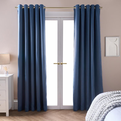 Ohs Essentials Eyelet Blackout Thermal Curtain PairArctic Blue90 X 90" from B&Q