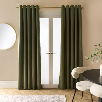 Ohs Essentials Eyelet Blackout Thermal Curtain PairOlive46 X 72" from B&Q