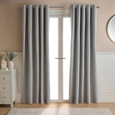 Ohs Woven Texture Pair Of Eyelet CurtainsSilver46 X 72" from B&Q