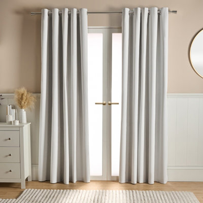 Ohs Woven Texture Pair Of Eyelet CurtainsCream46 X 72" from B&Q