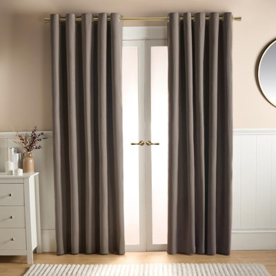 Ohs Woven Texture Pair Of Eyelet CurtainsMink66 X 72" from B&Q
