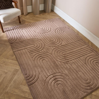 Ohs Tufted Arches Rug Soft Floor Carpet Non Slip Area MatMocha80 X 150Cm from B&Q