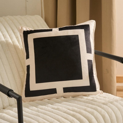 Ohs 2 X Square Print Matte Velvet Decorative Cushion CoversBlack from B&Q