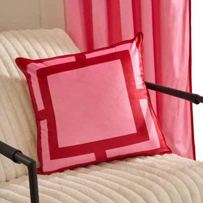 Ohs 2 X Square Print Matte Velvet Decorative Cushion CoversHot Pink/red from B&Q