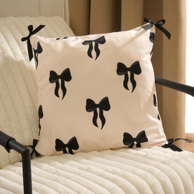 Ohs 2 X Bows Matte Velvet Cushion Covers Home DécorMono from B&Q